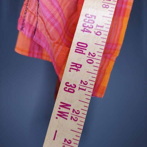 Soma Set Capri Sleeveless Plaid 0 Women Pink Orange Embroidered Tropical Cotton - Picture 12 of 14